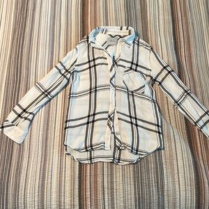 Rails black and white plaid button down shirt
